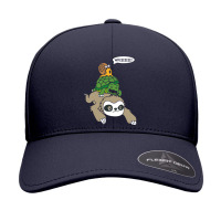 Sloth Turtle Snail Piggyback T Animal Running Wild Seamless Cap | Artistshot