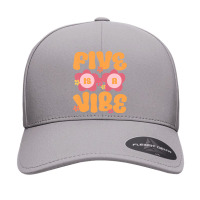 Kids Five Is A Vibe Groovy 5th Birthday Theme Fifth Bday Flower Seamless Cap | Artistshot