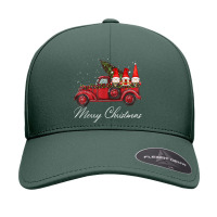 Three Gnomes In Red Truck With Merry Christmas Tree Seamless Cap | Artistshot