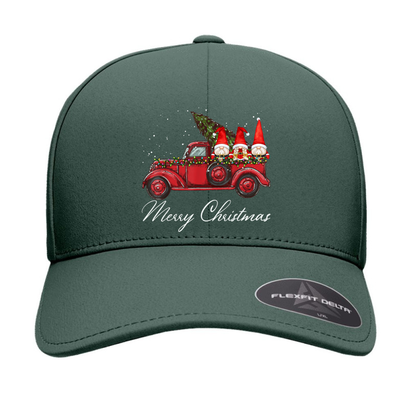 Three Gnomes In Red Truck With Merry Christmas Tree Seamless Cap | Artistshot