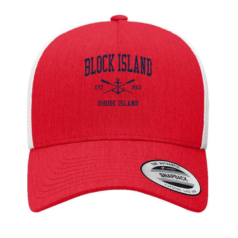 Block Island Ri Vintage Navy Crossed Oars & Boat Anchor Yupoong Trucker Cap by cm-arts | Artistshot