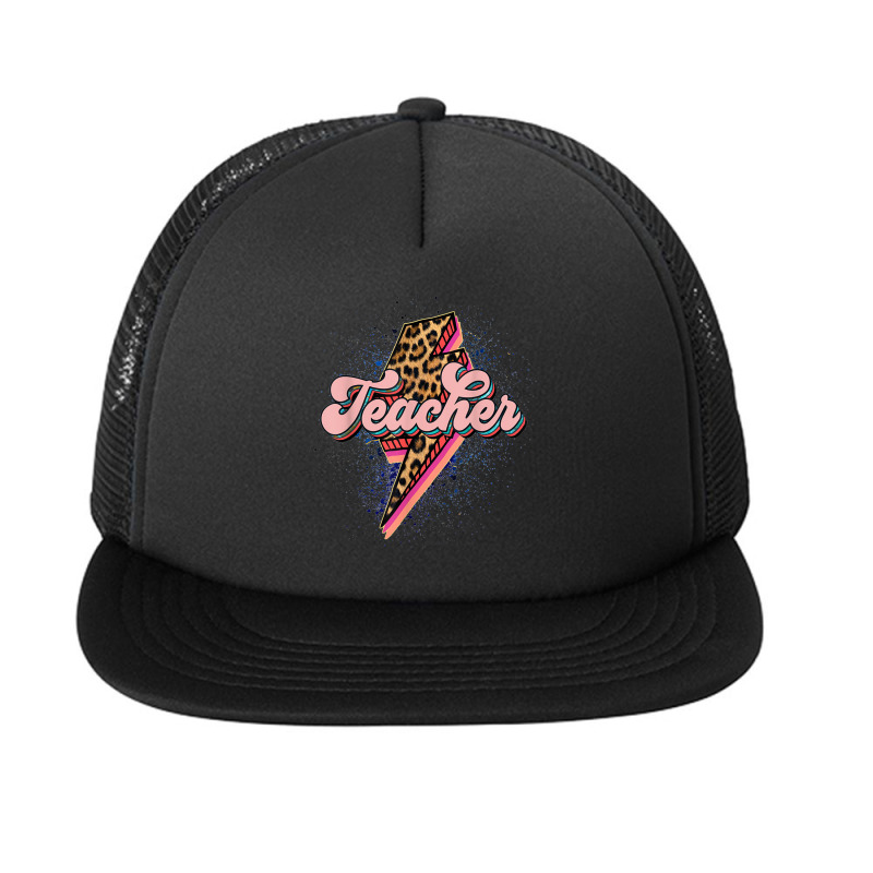 Teacher Leopard Lightning Thunder Western Back To School Foam Snapback Hat | Artistshot