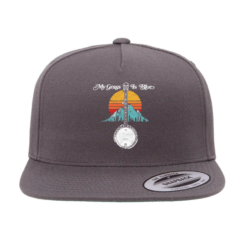 My Grass Is Blue Retro Rocky Mountain Banjo Bluegrass 5 Panel Snapback Cap | Artistshot