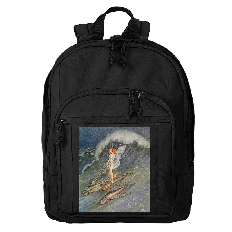 Flower Fairy On A Wave Basic Backpack | Artistshot