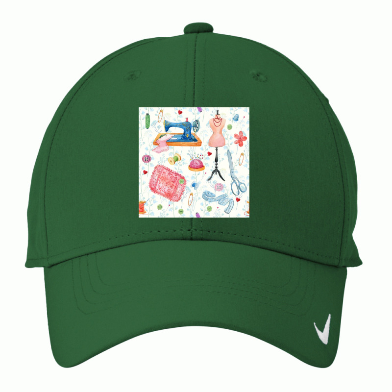 Seamless Pattern Of Fabric, Sewing Machine, Thread, Dummy, Embroidery, Nike Dri-fit Cap | Artistshot