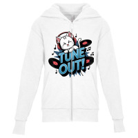 A Baby Cat Wearing Headphones Youth Zipper Hoodie | Artistshot