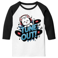 A Baby Cat Wearing Headphones Youth 3/4 Sleeve | Artistshot