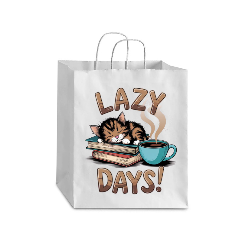 Cat Napping On A Pile Of Books Debie Paper Bag - 10 X 5 X 13 | Artistshot