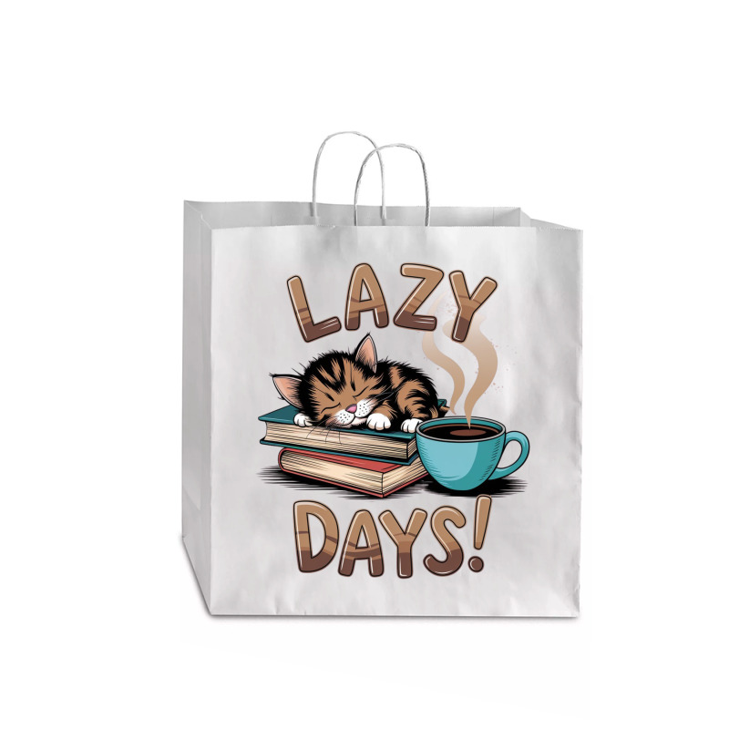 Cat Napping On A Pile Of Books Jumbo Paper Bag - 18 X 7 X 18 3/4 | Artistshot