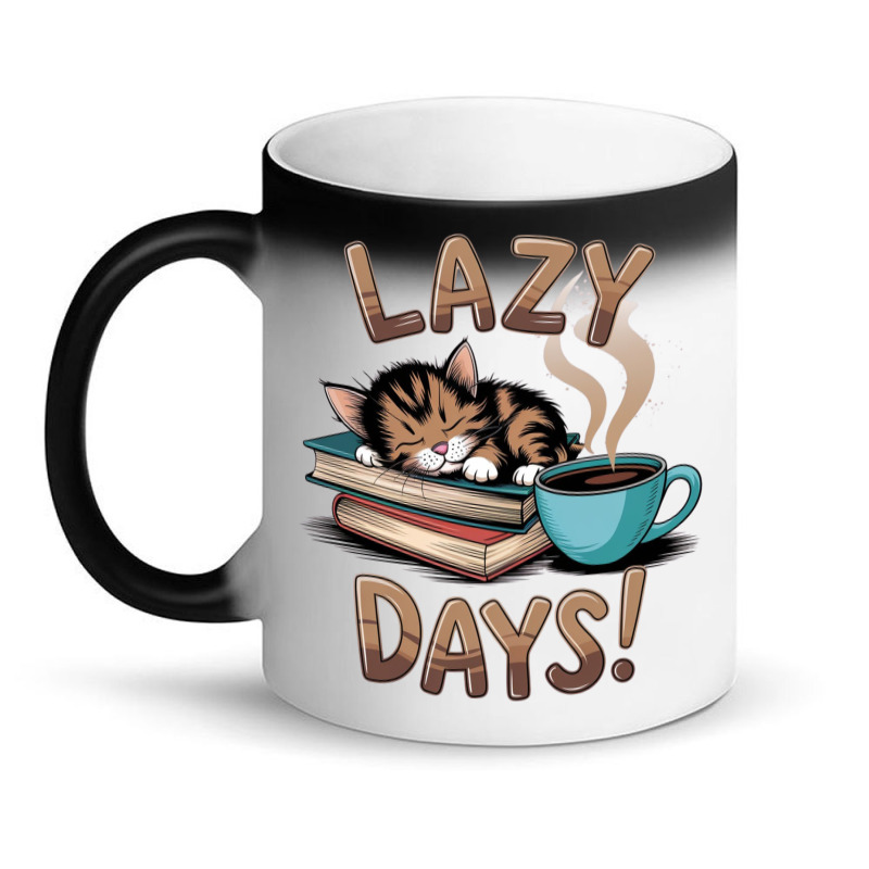 Cat Napping On A Pile Of Books Magic Mug | Artistshot