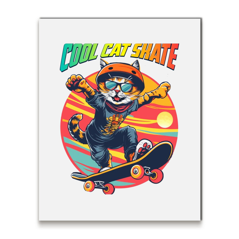 Funny Cool Cat Skateboarder Metal Print Vertical | Artistshot