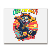 Funny Cool Cat Skateboarder Metal Print Horizontal | Artistshot