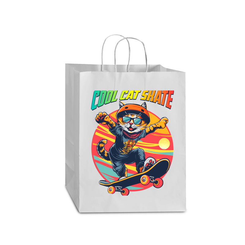 Funny Cool Cat Skateboarder Mart Paper Bag -13 X 7 X 17 | Artistshot