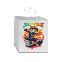 Funny Cool Cat Skateboarder Star Paper Bag - 13 X 7 X 13 | Artistshot