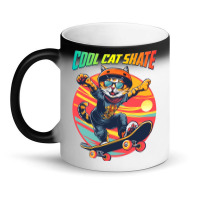 Funny Cool Cat Skateboarder Magic Mug | Artistshot