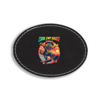 Funny Cool Cat Skateboarder Oval Leatherette Patch | Artistshot