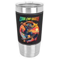 Funny Cool Cat Skateboarder Leatherette Tumbler | Artistshot