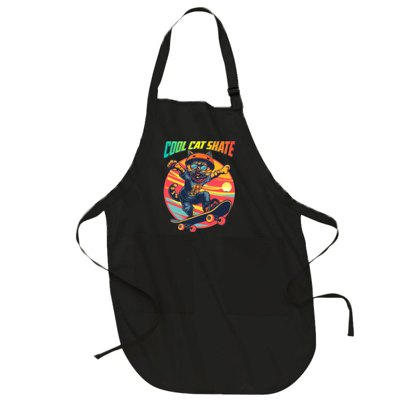 Funny Cool Cat Skateboarder Full-length Apron | Artistshot