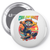 Funny Cool Cat Skateboarder Pin-back Button | Artistshot