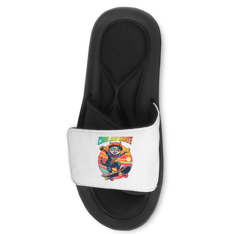 Funny Cool Cat Skateboarder Slide Sandal | Artistshot