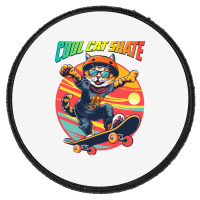 Funny Cool Cat Skateboarder Round Patch | Artistshot