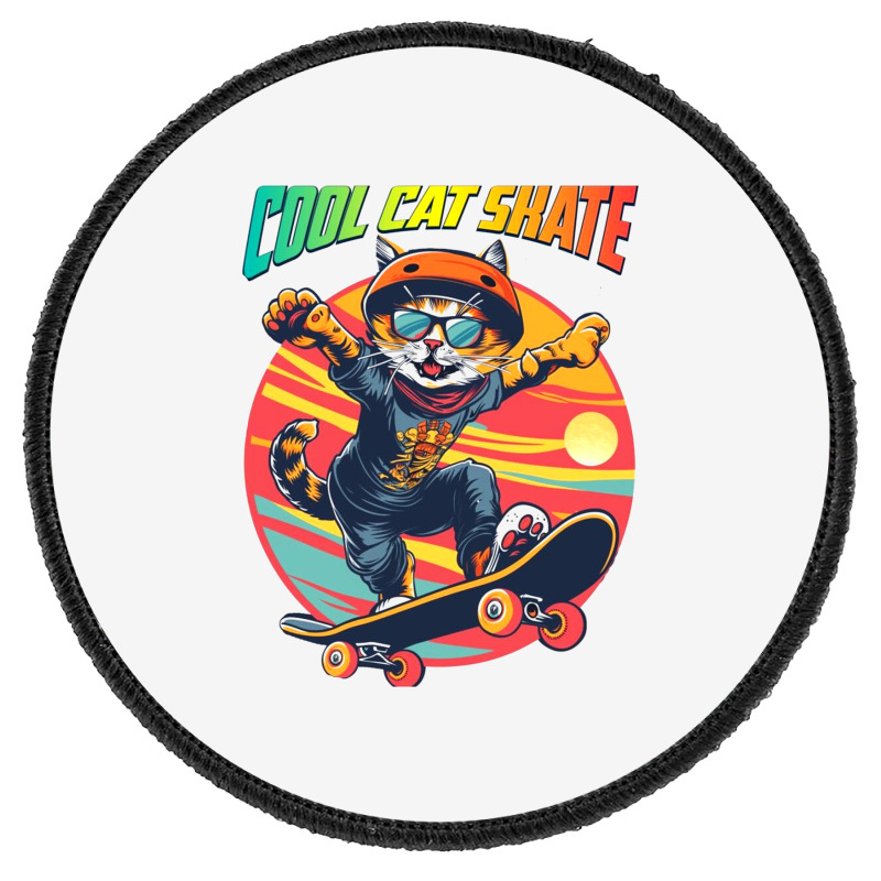 Funny Cool Cat Skateboarder Round Patch | Artistshot