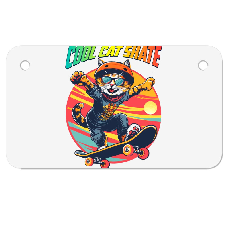 Funny Cool Cat Skateboarder Motorcycle License Plate | Artistshot