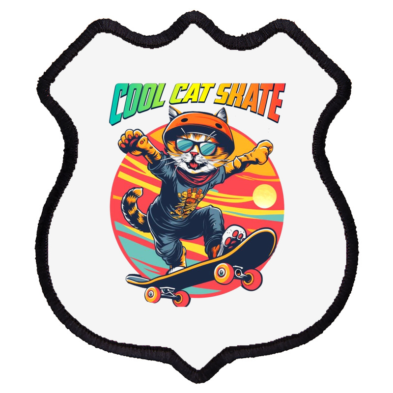 Funny Cool Cat Skateboarder Shield Patch | Artistshot