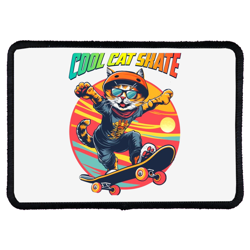 Funny Cool Cat Skateboarder Rectangle Patch | Artistshot