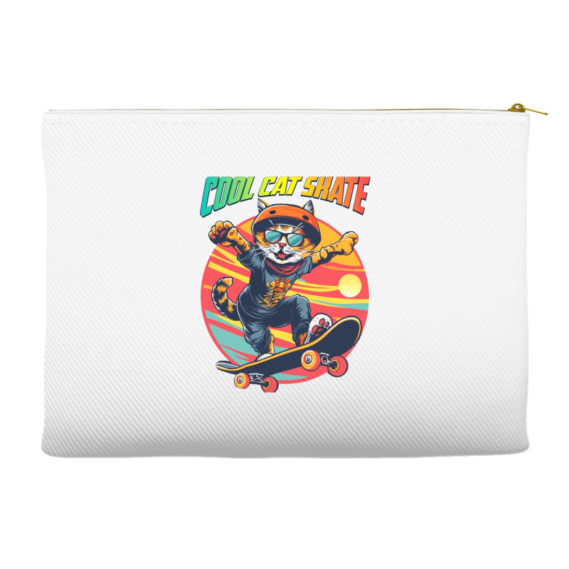 Funny Cool Cat Skateboarder Accessory Pouches | Artistshot