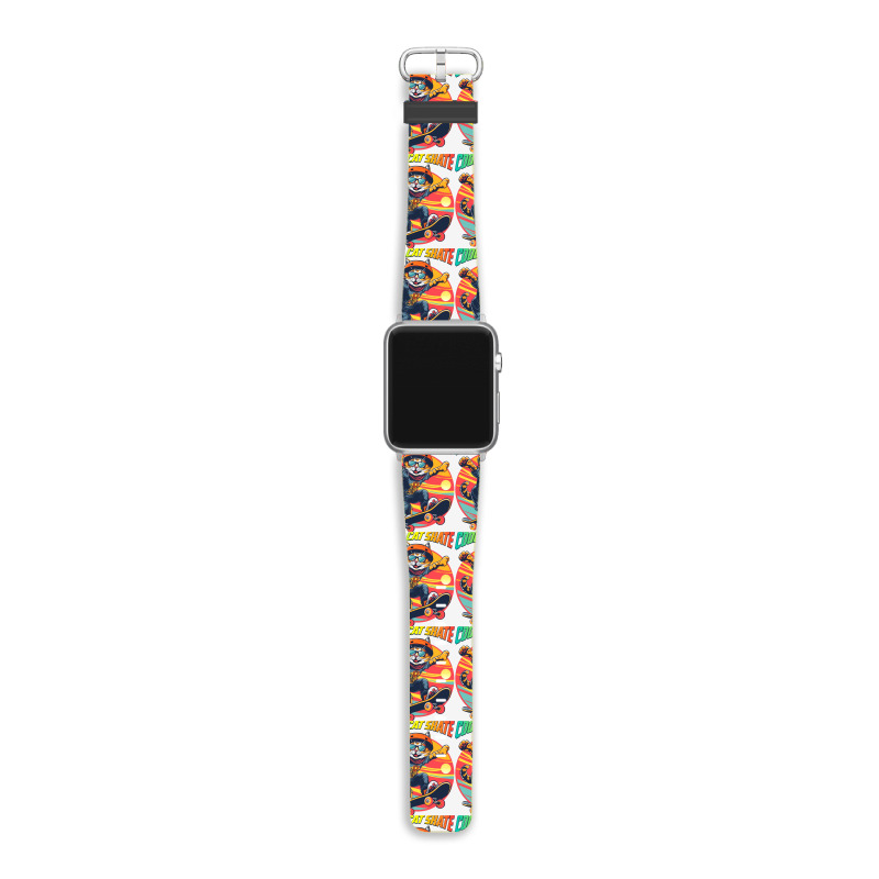 Funny Cool Cat Skateboarder Apple Watch Band | Artistshot