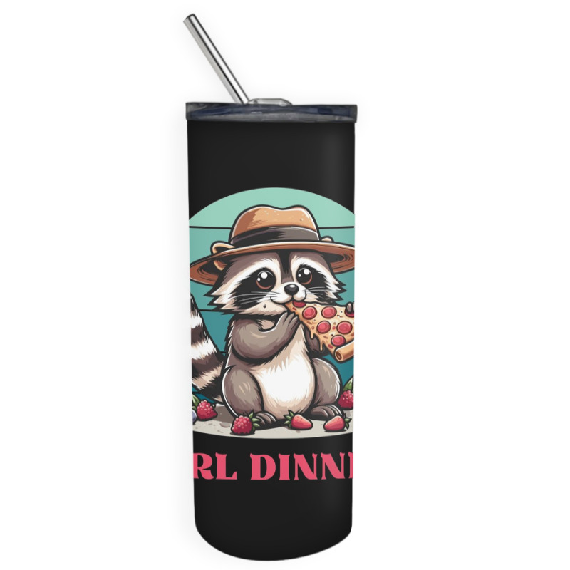 Girl Dinner - Racoon Eating Pizza Skinny Tumbler | Artistshot