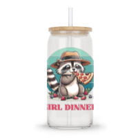 Girl Dinner - Racoon Eating Pizza Glass Tumbler | Artistshot