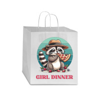 Girl Dinner - Racoon Eating Pizza Star Paper Bag - 13 X 7 X 13 | Artistshot