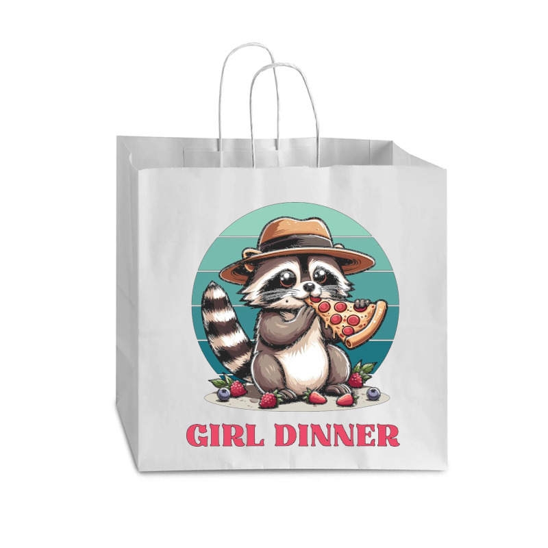 Girl Dinner - Racoon Eating Pizza Vogue Paper Bag - 16 X 6 X 12 | Artistshot