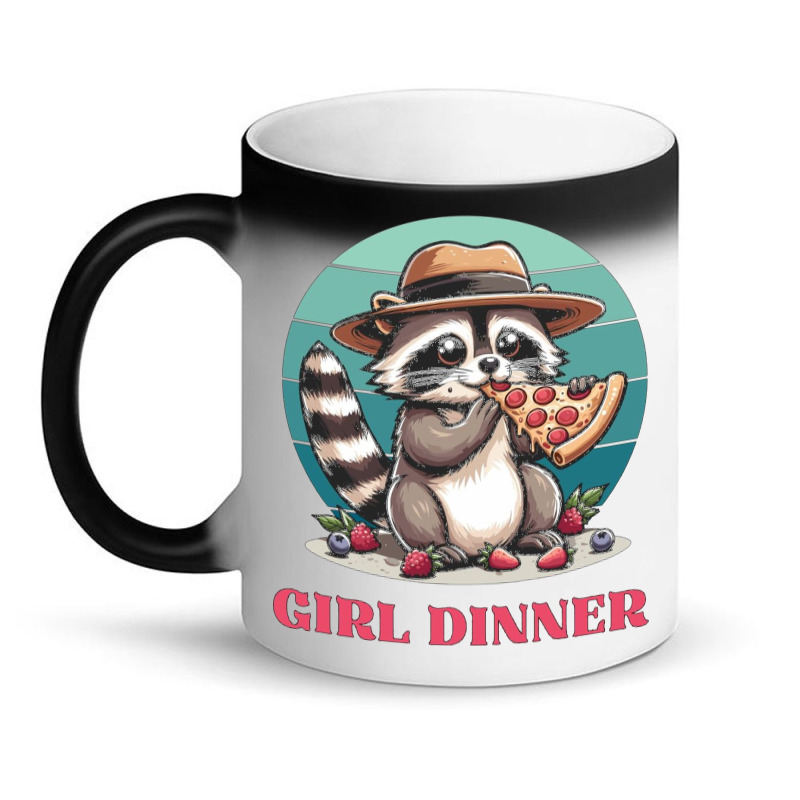 Girl Dinner - Racoon Eating Pizza Magic Mug | Artistshot