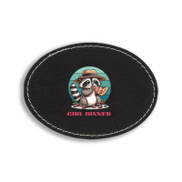 Girl Dinner - Racoon Eating Pizza Oval Leatherette Patch | Artistshot