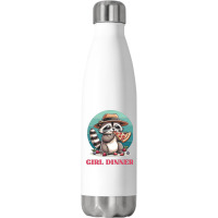 Girl Dinner - Racoon Eating Pizza Stainless Steel Water Bottle | Artistshot