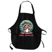 Girl Dinner - Racoon Eating Pizza Medium-length Apron | Artistshot