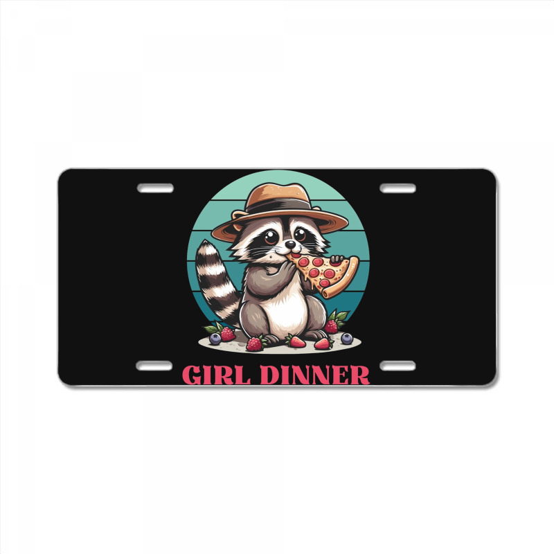 Girl Dinner - Racoon Eating Pizza License Plate | Artistshot