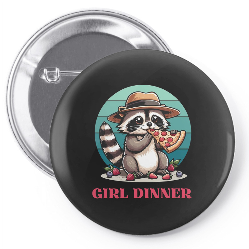 Girl Dinner - Racoon Eating Pizza Pin-back Button | Artistshot