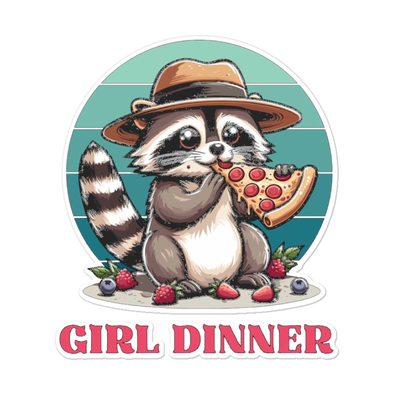 Girl Dinner - Racoon Eating Pizza Sticker | Artistshot