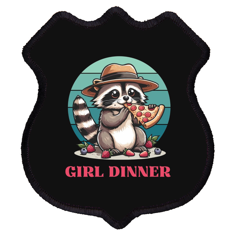 Girl Dinner - Racoon Eating Pizza Shield Patch | Artistshot