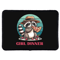 Girl Dinner - Racoon Eating Pizza Rectangle Patch | Artistshot