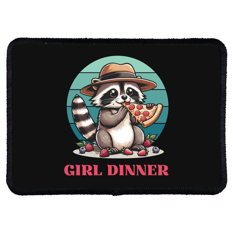 Girl Dinner - Racoon Eating Pizza Rectangle Patch | Artistshot