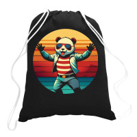 Panda Vintage Drawstring Bags | Artistshot