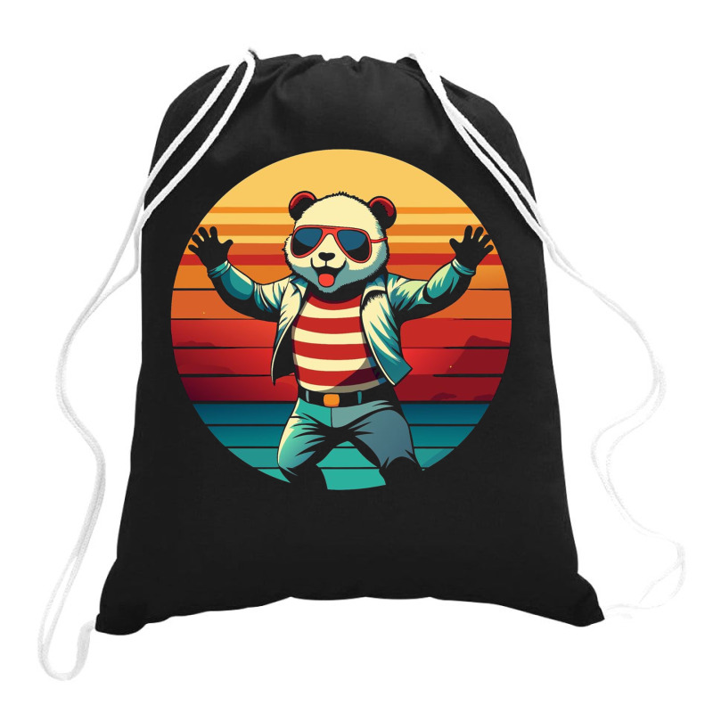 Panda Vintage Drawstring Bags | Artistshot