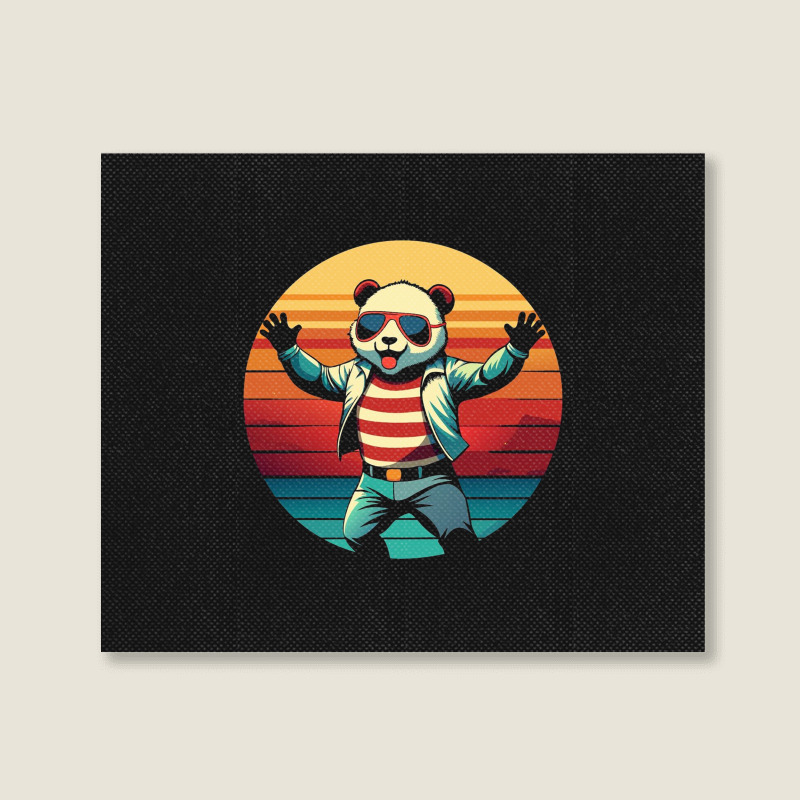 Panda Vintage Landscape Canvas Print | Artistshot