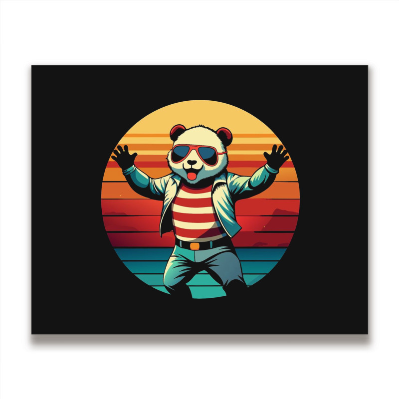 Panda Vintage Metal Print Horizontal | Artistshot