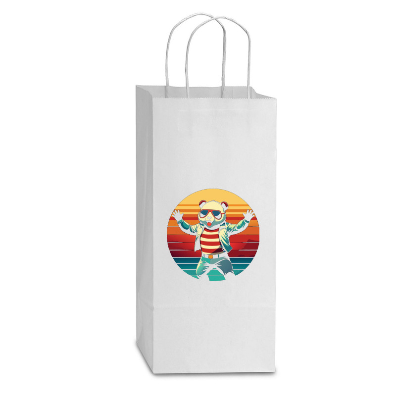 Panda Vintage Double Wine Paper Bag - 6 1/2 X 3 1/2 X 12 3/8 | Artistshot